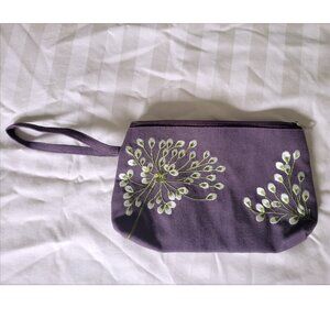 5/$15 SALE!  Red Blossom Floral Embroidered Small Wristlet Bag Purse Card Holder